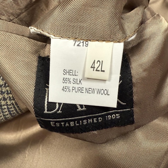 Jos A Bank Sport Coat Mens 42L Brown Gray Plaid Silk Wool Blazer Jacket Classic - Picture 5 of 13